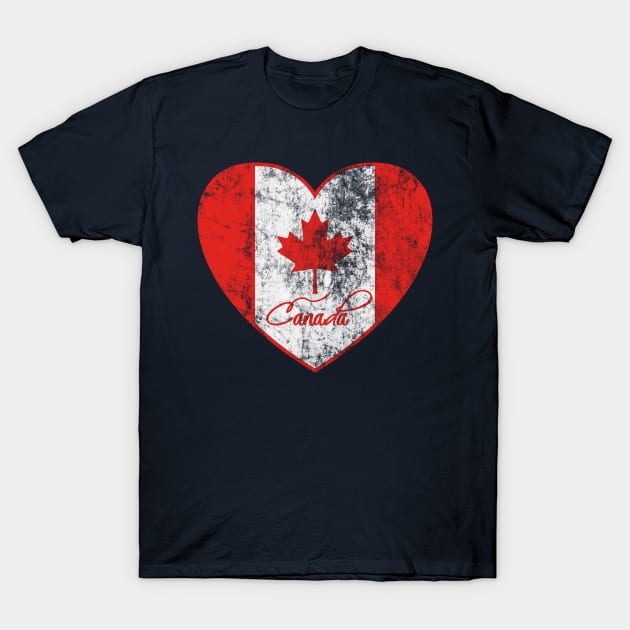 canada flag and heart vintage canada day T-Shirt by tee4ever